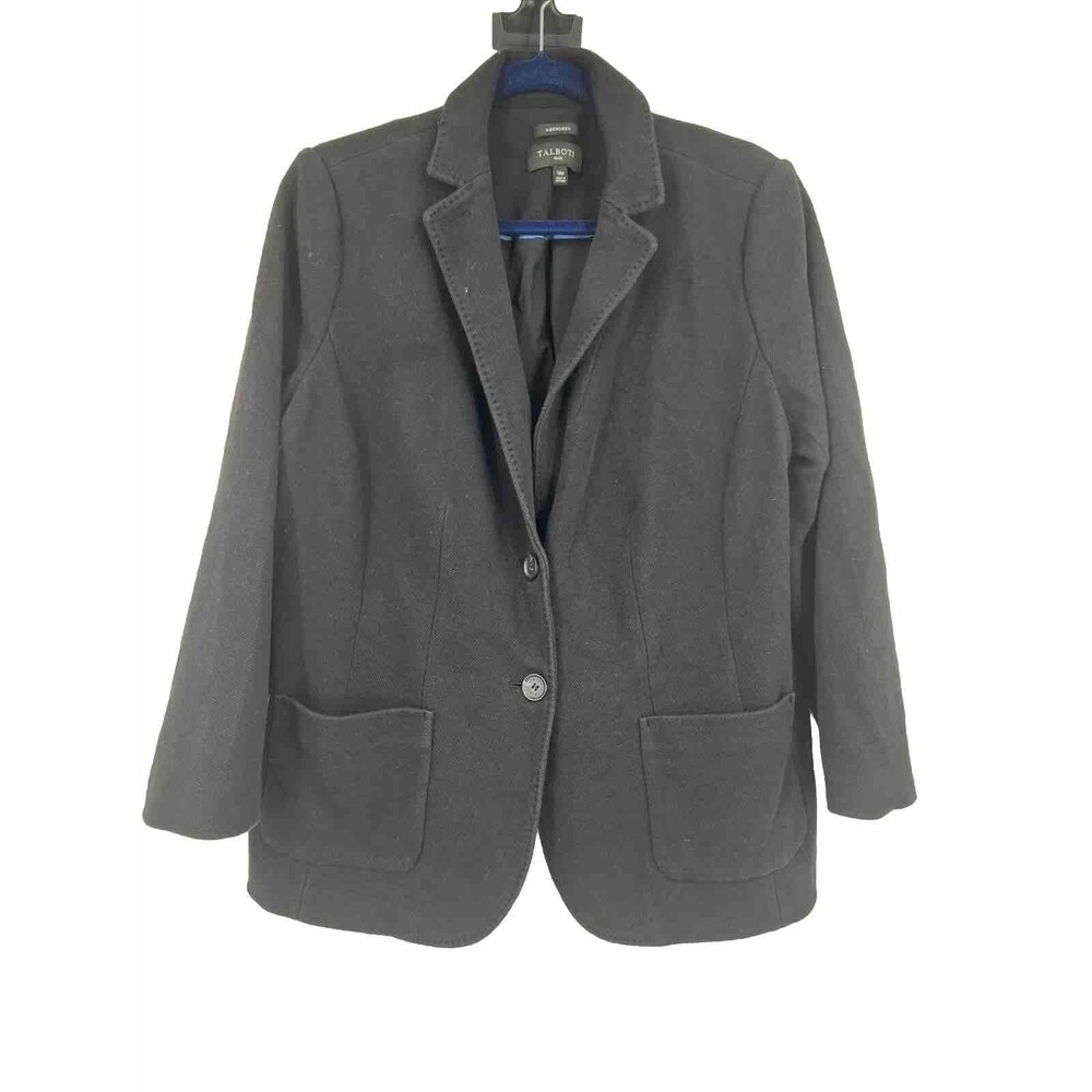 Talbots Aberdeen 14W Blazer Black Double Button Polyester Career Office Lined